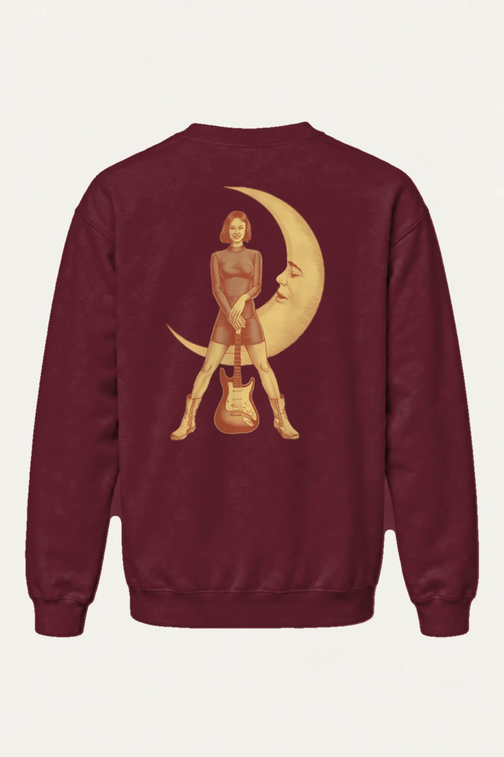 "Crescent Guitar Muse" Heavy Blend Unisex Crewneck Sweatshirt | Gildan 18000