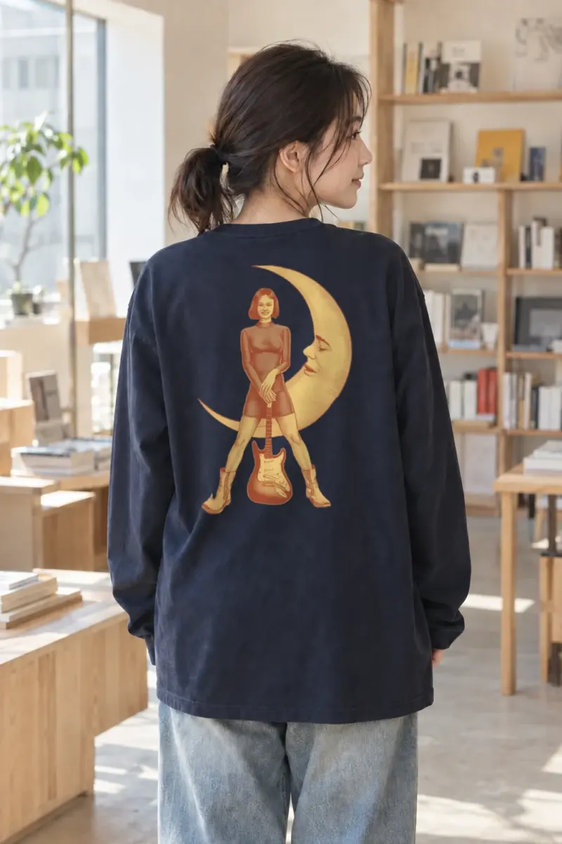 "Crescent Guitar Muse" Unisex Longsleeve T-shirt | Gildan 2400