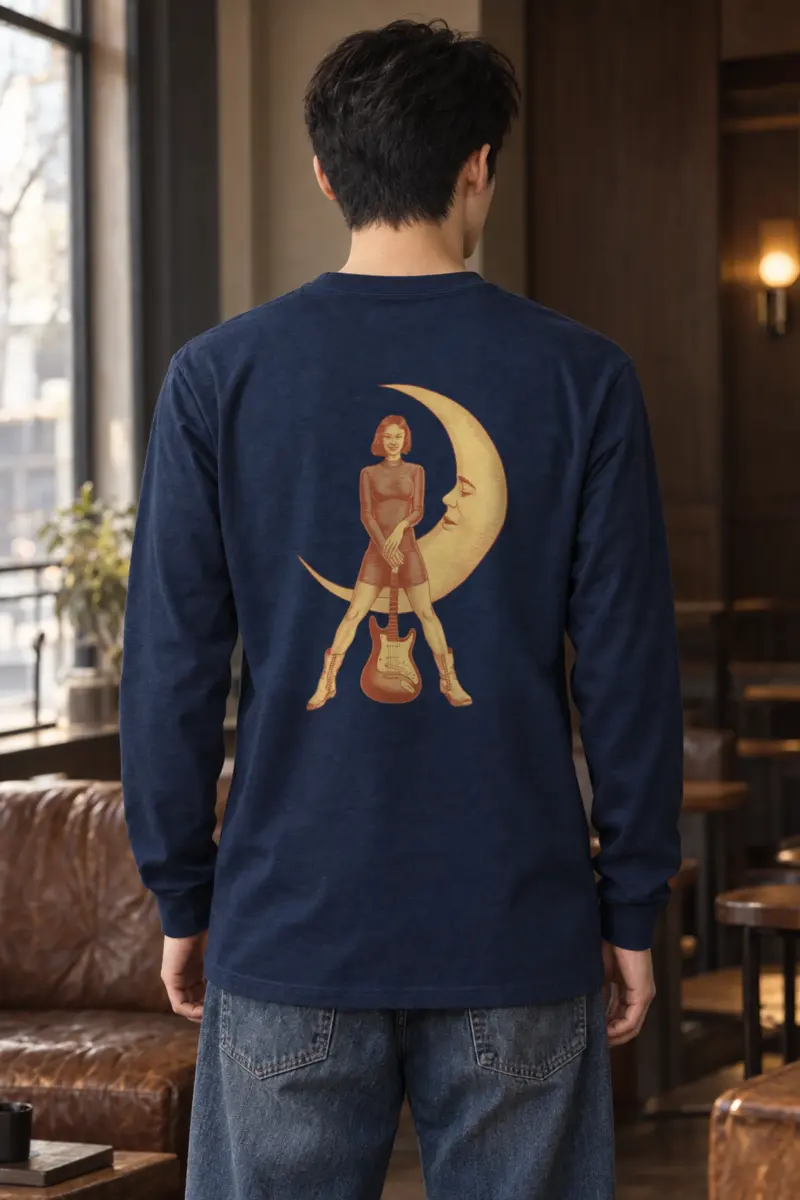 "Crescent Guitar Muse" Unisex Longsleeve T-shirt