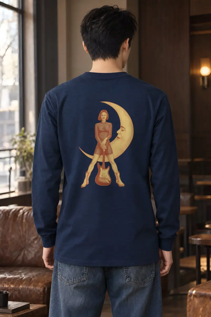 "Crescent Guitar Muse" Unisex Longsleeve T-shirt