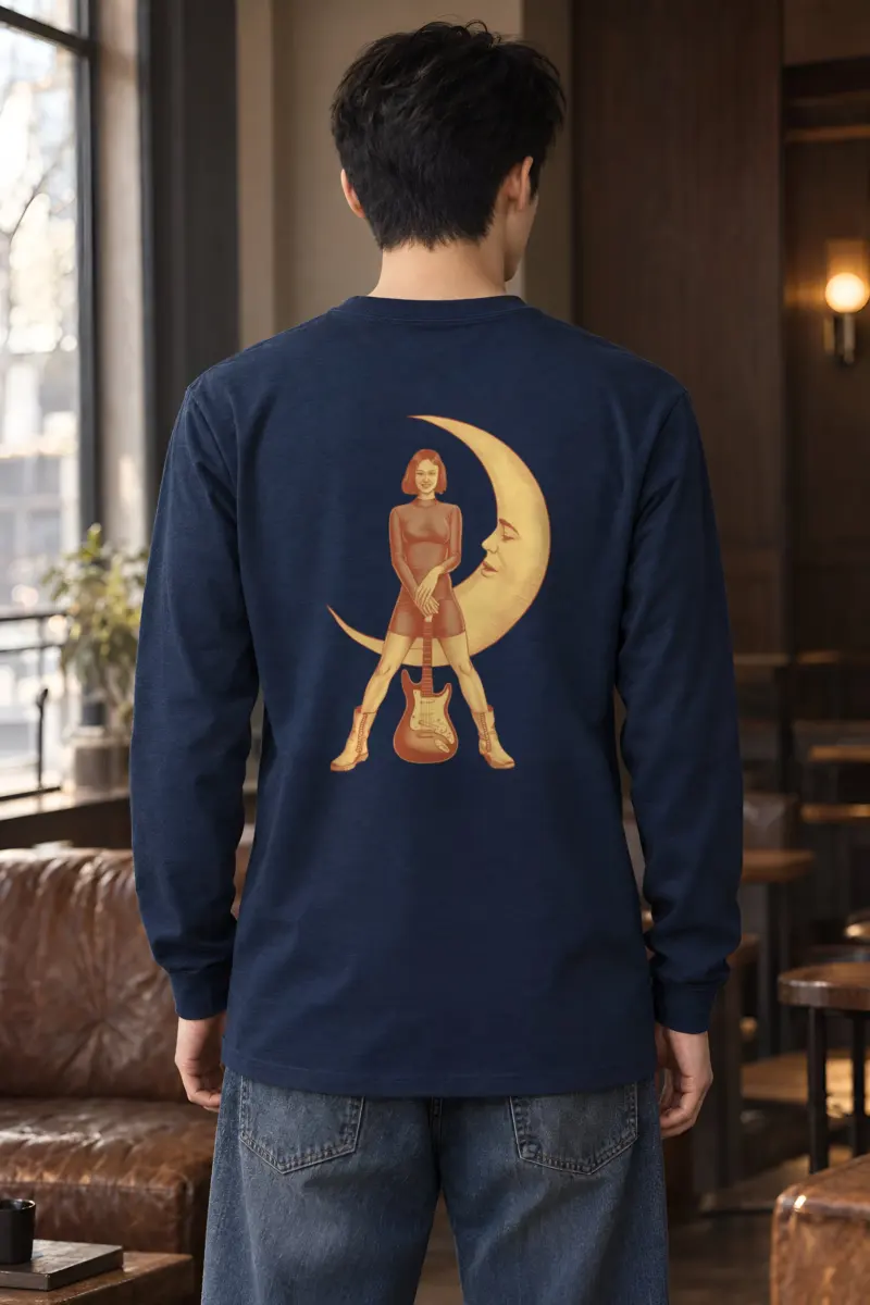 "Crescent Guitar Muse" Unisex Longsleeve T-shirt