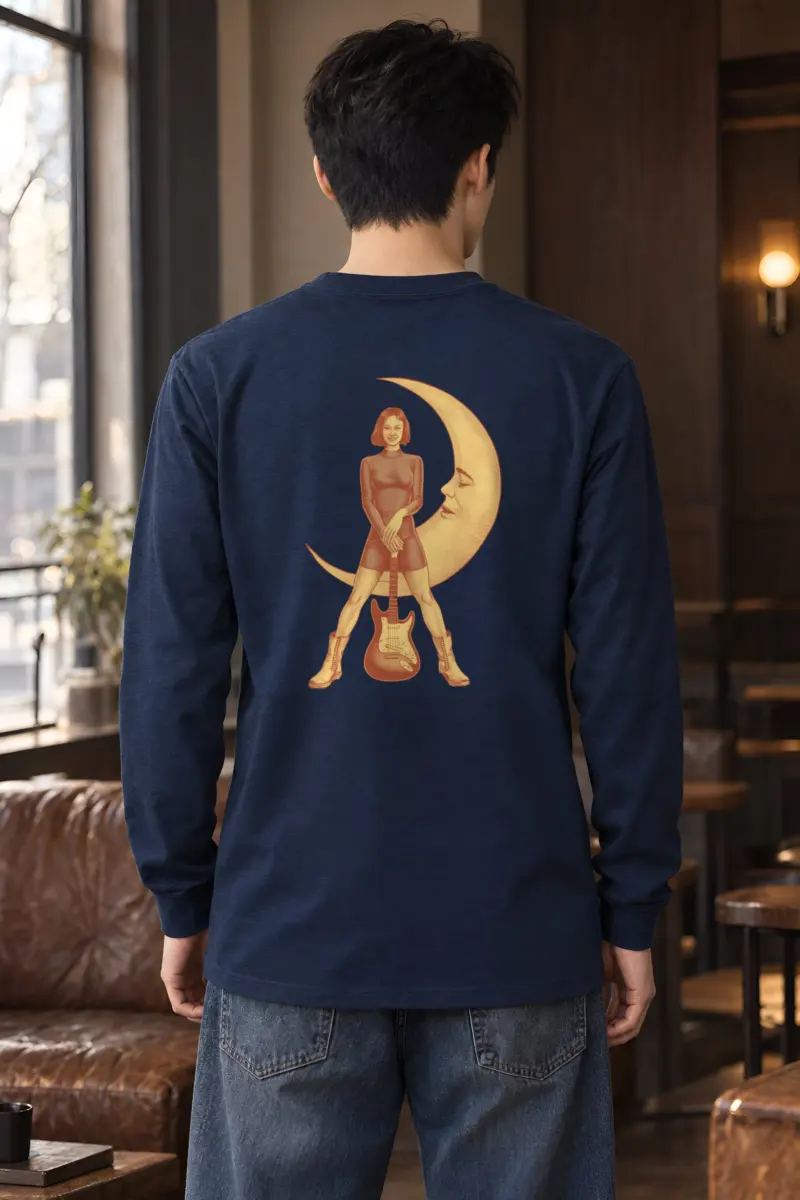 "Crescent Guitar Muse" Unisex Longsleeve T-shirt