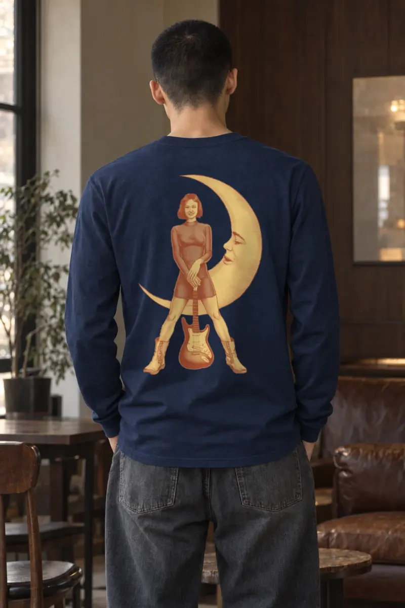 "Crescent Guitar Muse" Unisex Longsleeve T-shirt | Gildan 2400