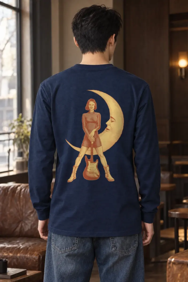 "Crescent Guitar Muse" Unisex Longsleeve T-shirt