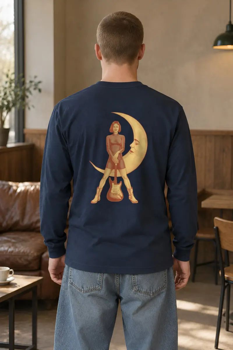 "Crescent Guitar Muse" Unisex Longsleeve T-shirt