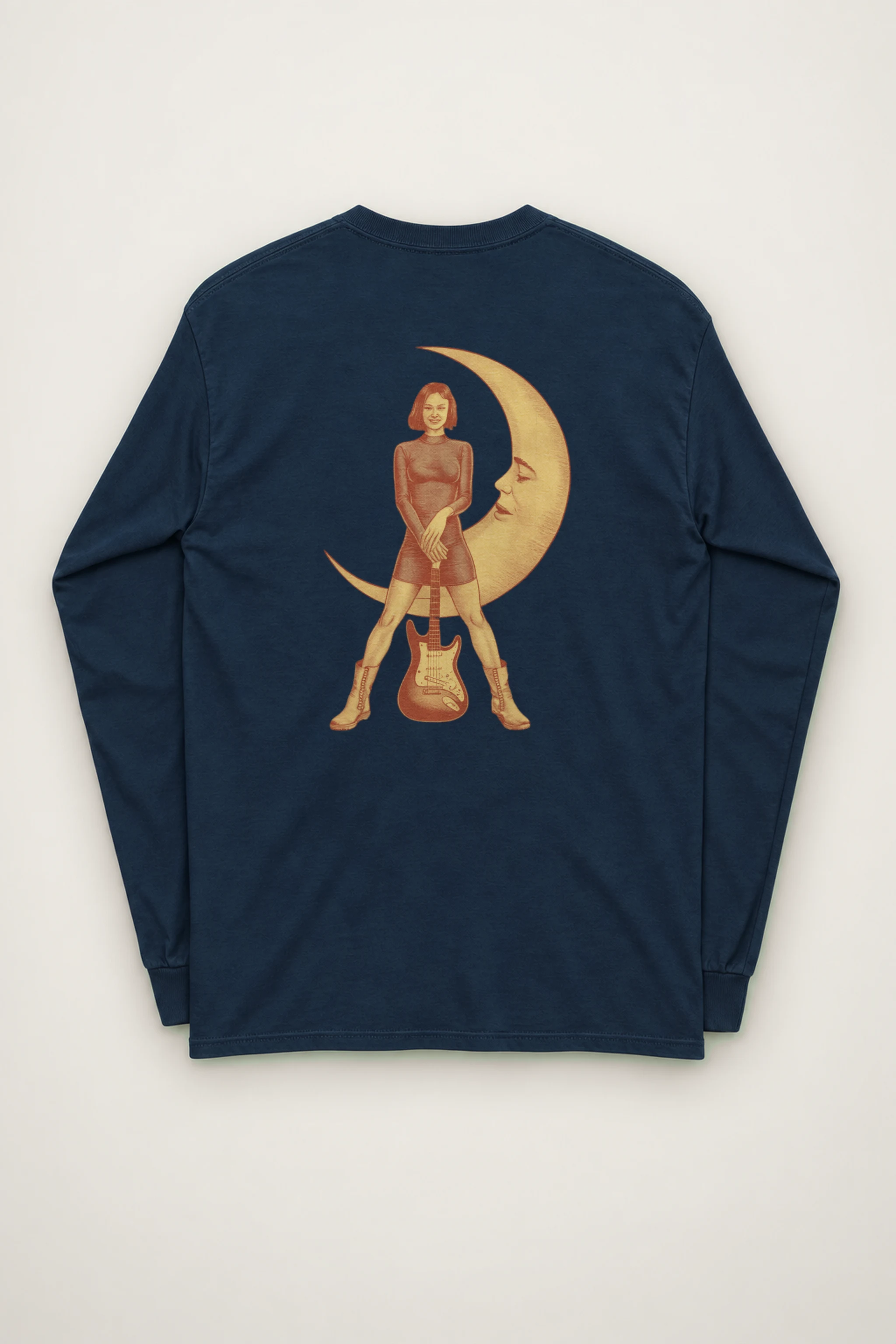 "Crescent Guitar Muse" Unisex Longsleeve T-shirt