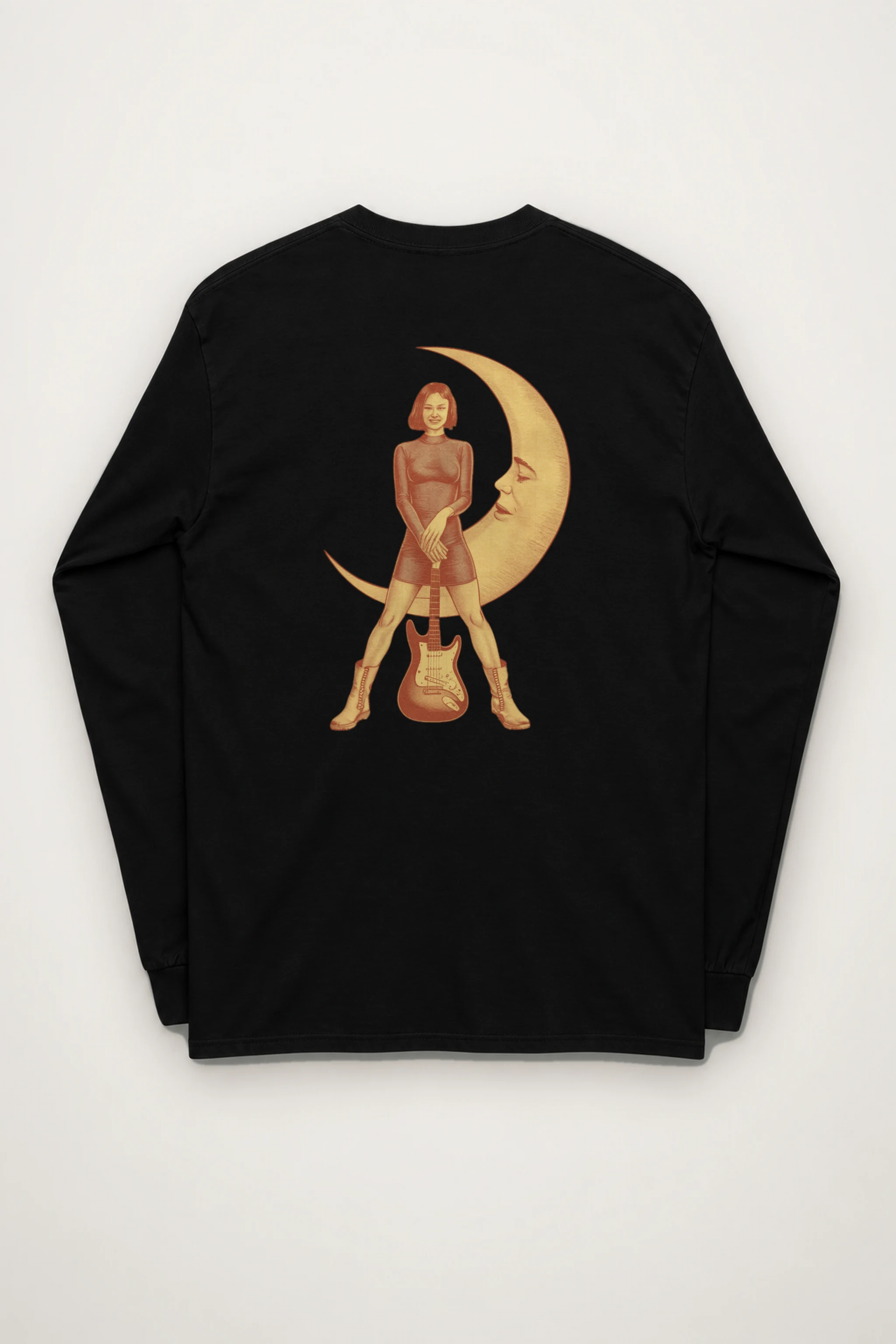 "Crescent Guitar Muse" Unisex Longsleeve T-shirt