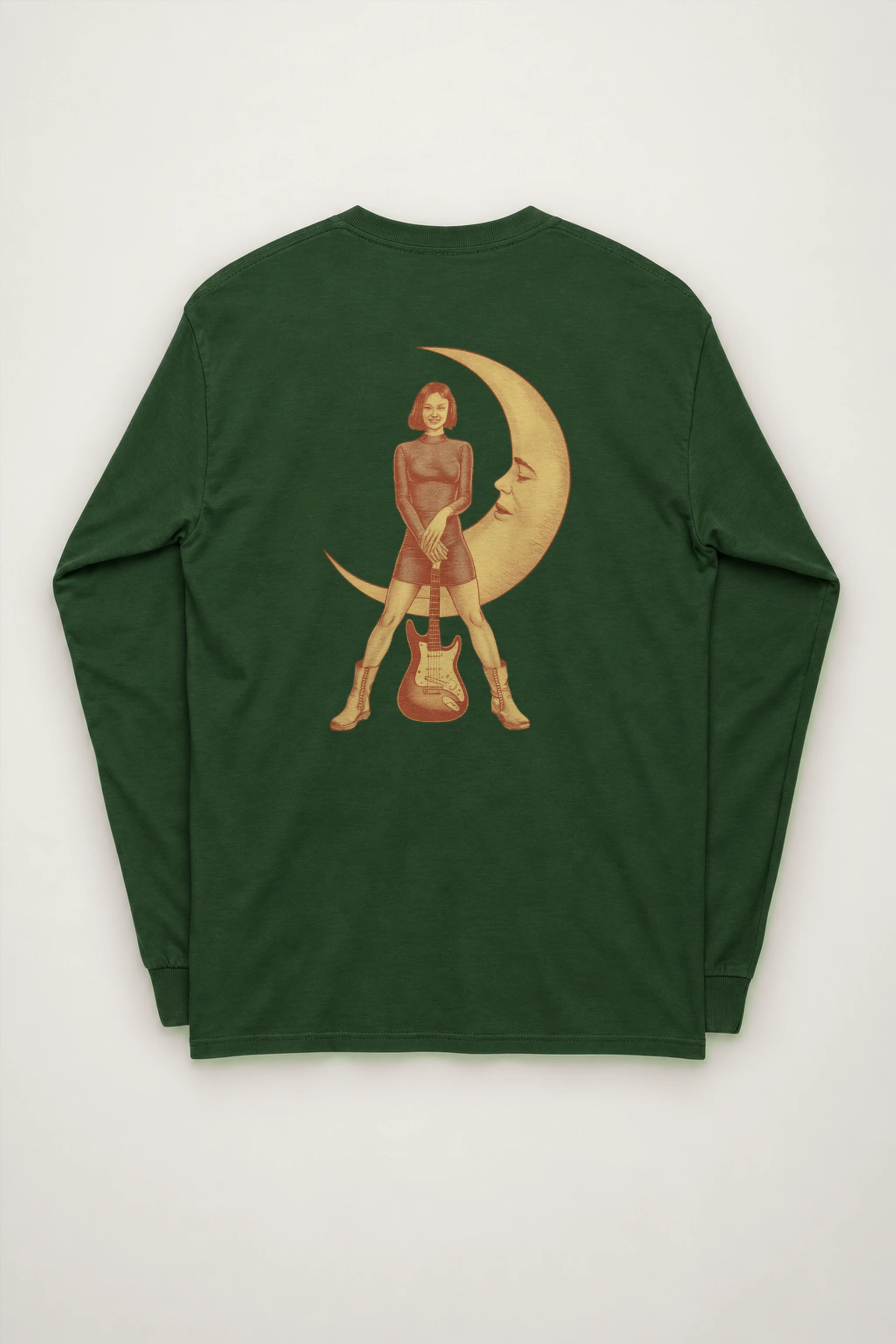 "Crescent Guitar Muse" Unisex Longsleeve T-shirt