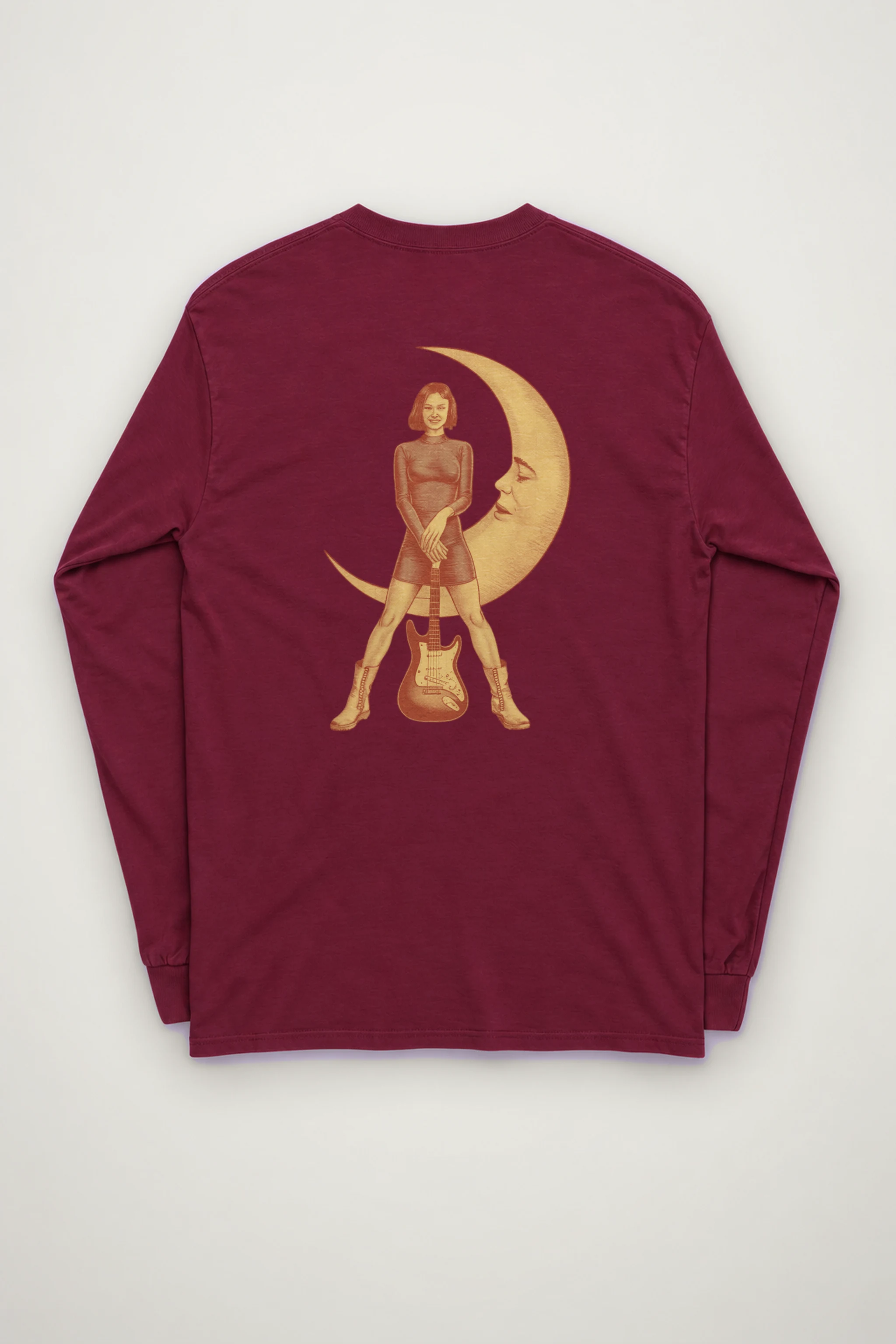 "Crescent Guitar Muse" Unisex Longsleeve T-shirt