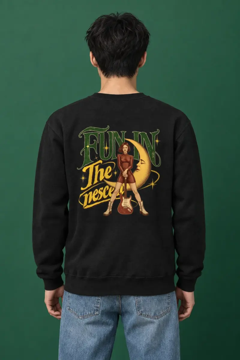 "Crescent Moon Guitarist" Heavy Blend Unisex Crewneck Sweatshirt