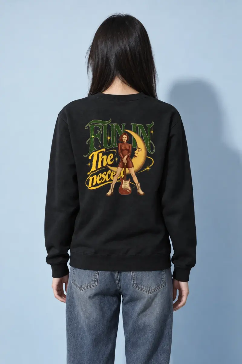"Crescent Moon Guitarist" Heavy Blend Unisex Crewneck Sweatshirt | Gildan 18000