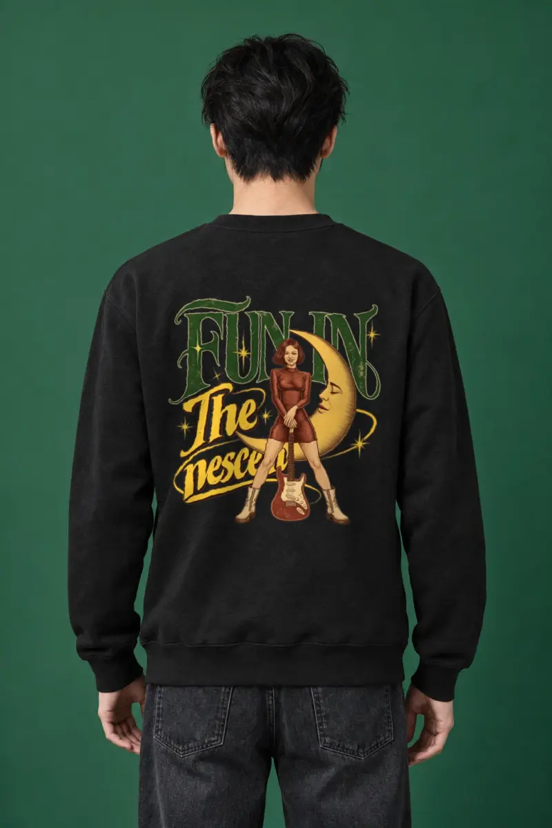 "Crescent Moon Guitarist" Heavy Blend Unisex Crewneck Sweatshirt