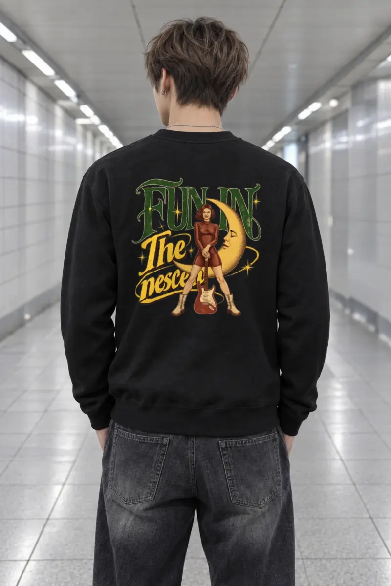 "Crescent Moon Guitarist" Heavy Blend Unisex Crewneck Sweatshirt