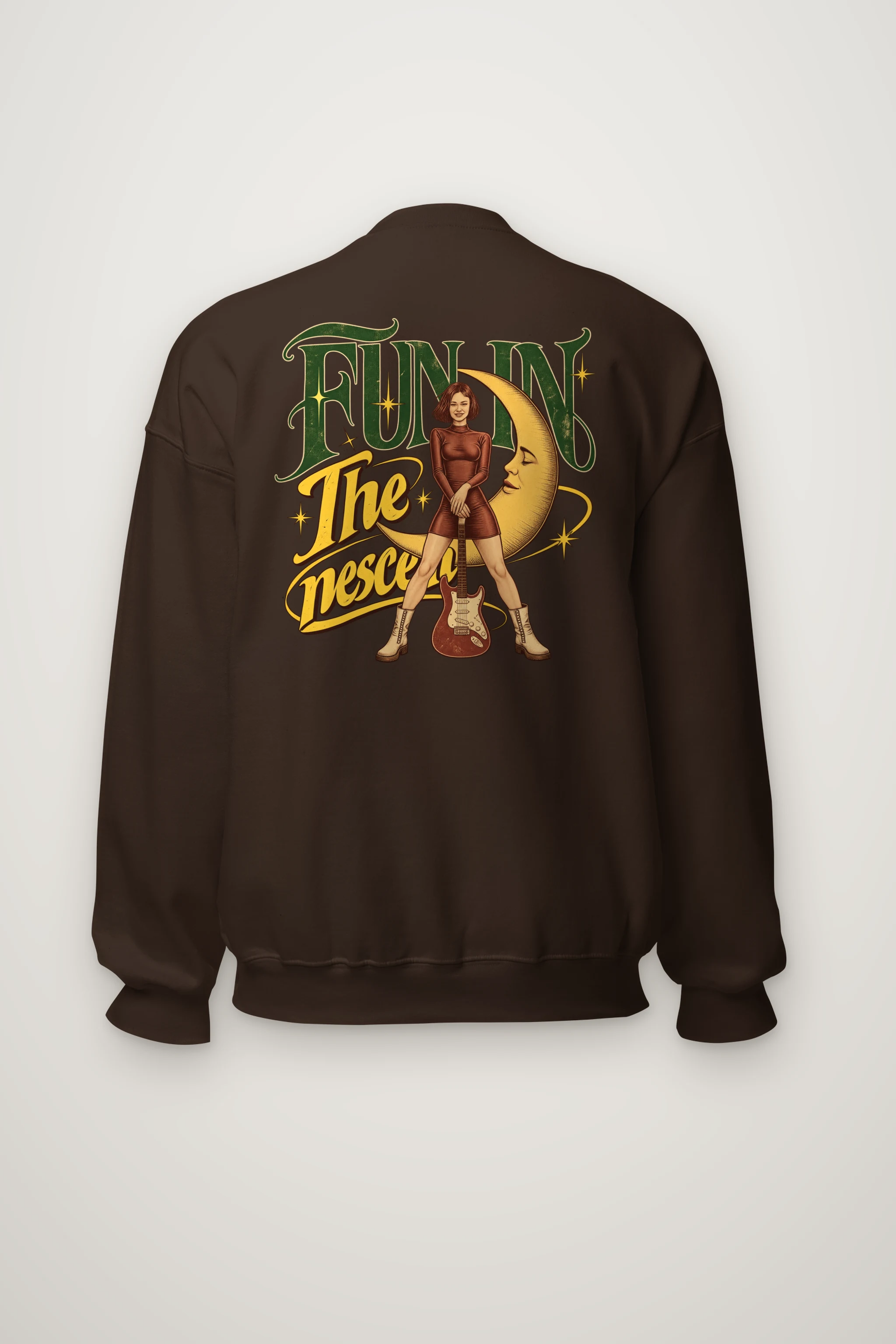 "Crescent Moon Guitarist" Heavy Blend Unisex Crewneck Sweatshirt