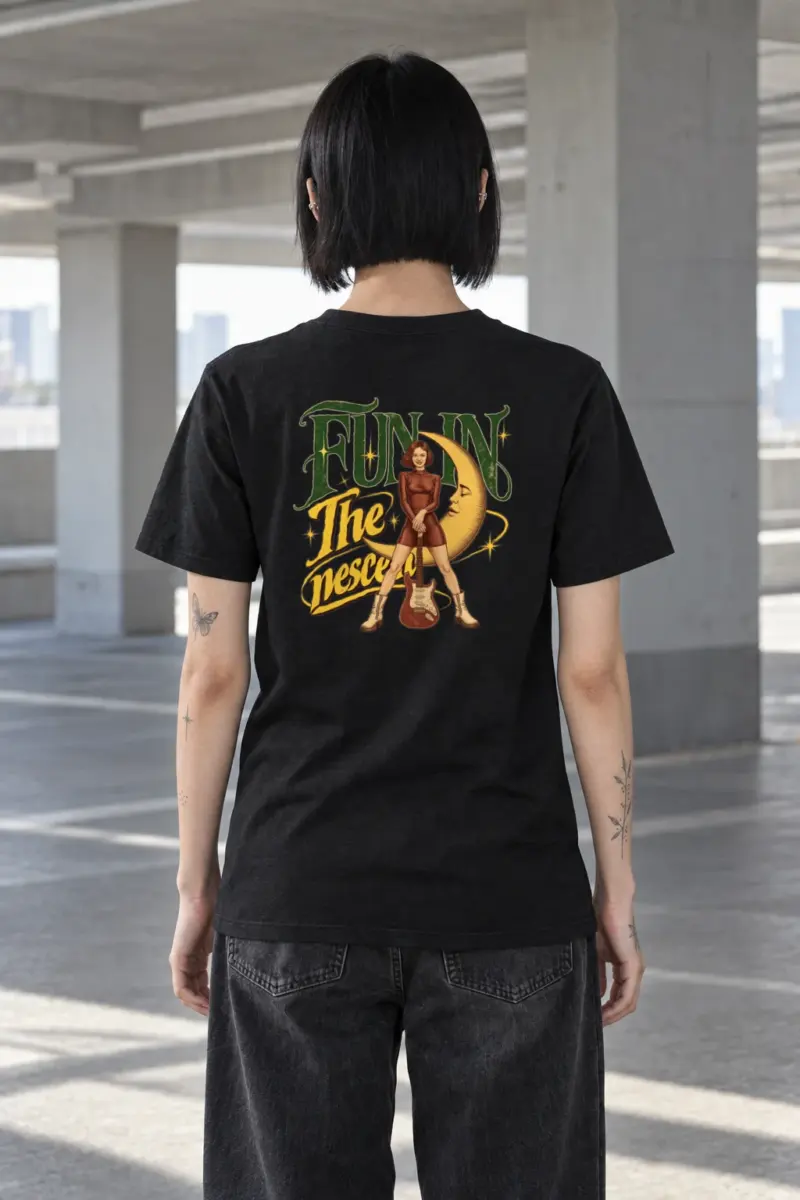"Crescent Moon Guitarist" Heavyweight Unisex Crewneck T-shirt