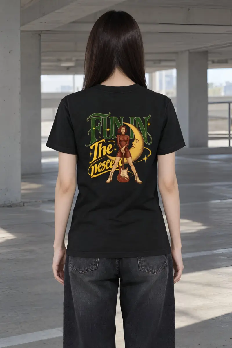 "Crescent Moon Guitarist" Heavyweight Unisex Crewneck T-shirt