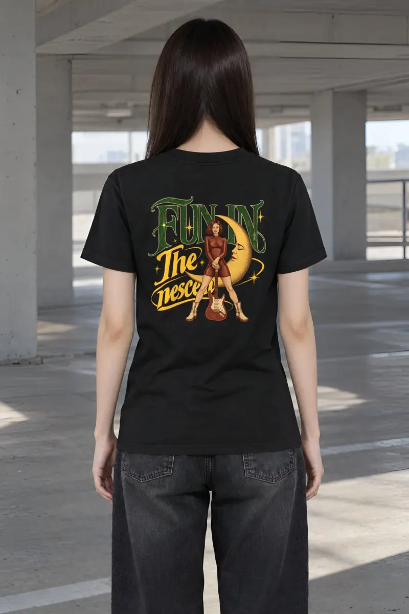 "Crescent Moon Guitarist" Heavyweight Unisex Crewneck T-shirt