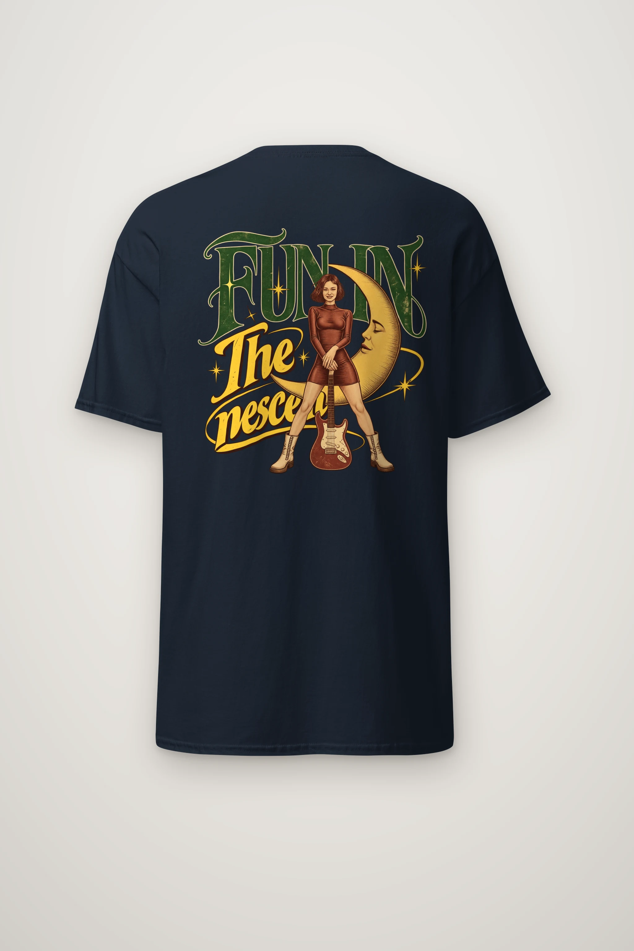 "Crescent Moon Guitarist" Heavyweight Unisex Crewneck T-shirt