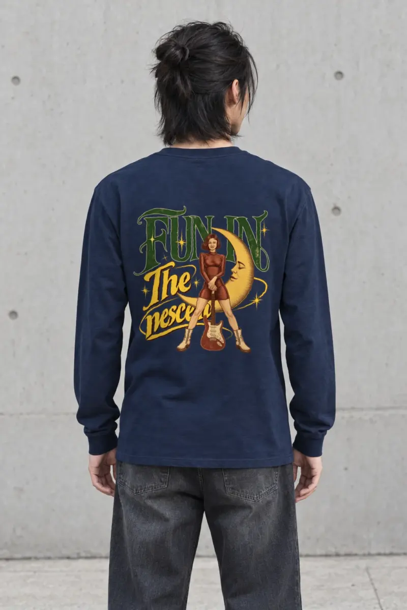 "Crescent Moon Guitarist" Unisex Longsleeve T-shirt