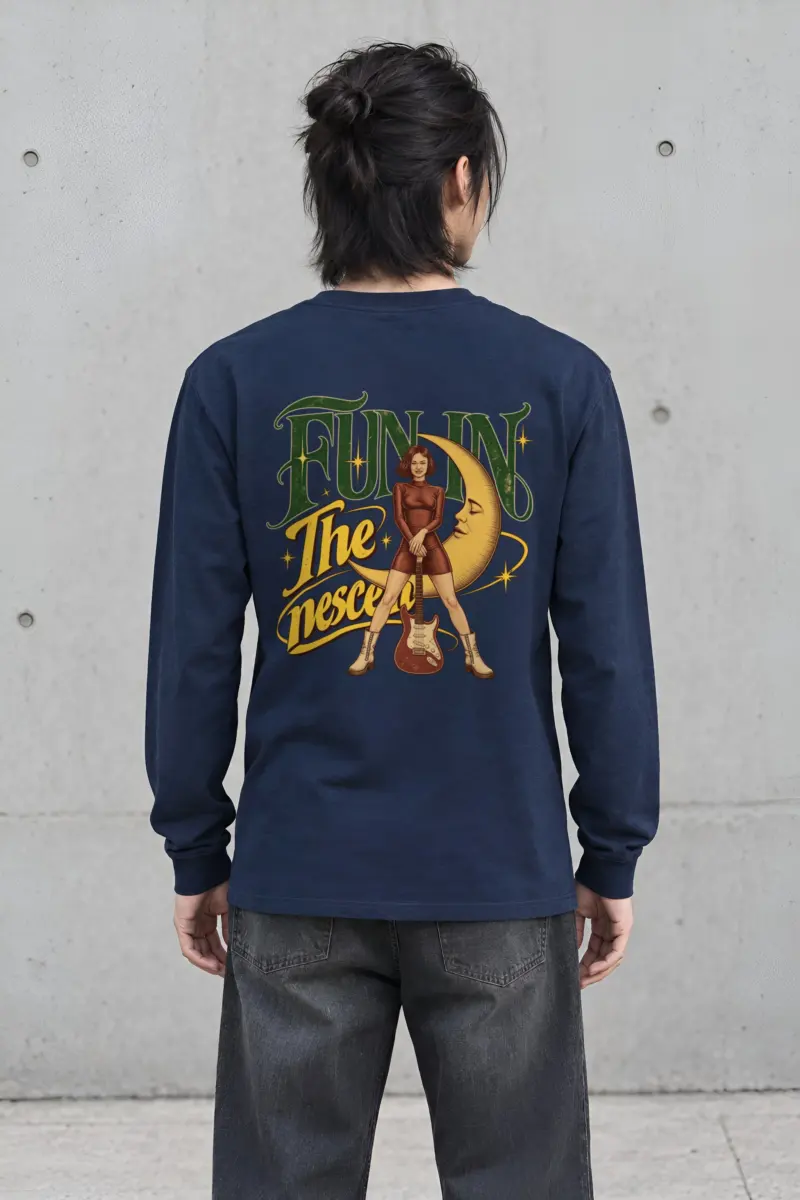 "Crescent Moon Guitarist" Unisex Longsleeve T-shirt