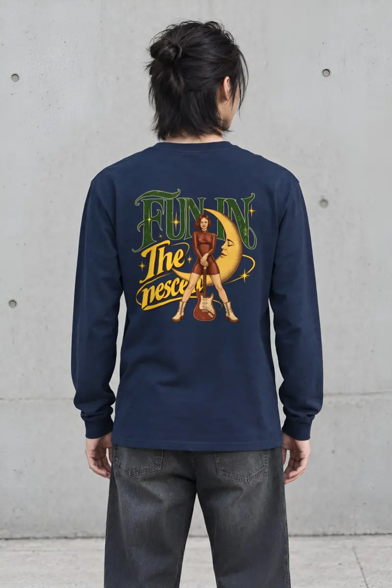 "Crescent Moon Guitarist" Unisex Longsleeve T-shirt