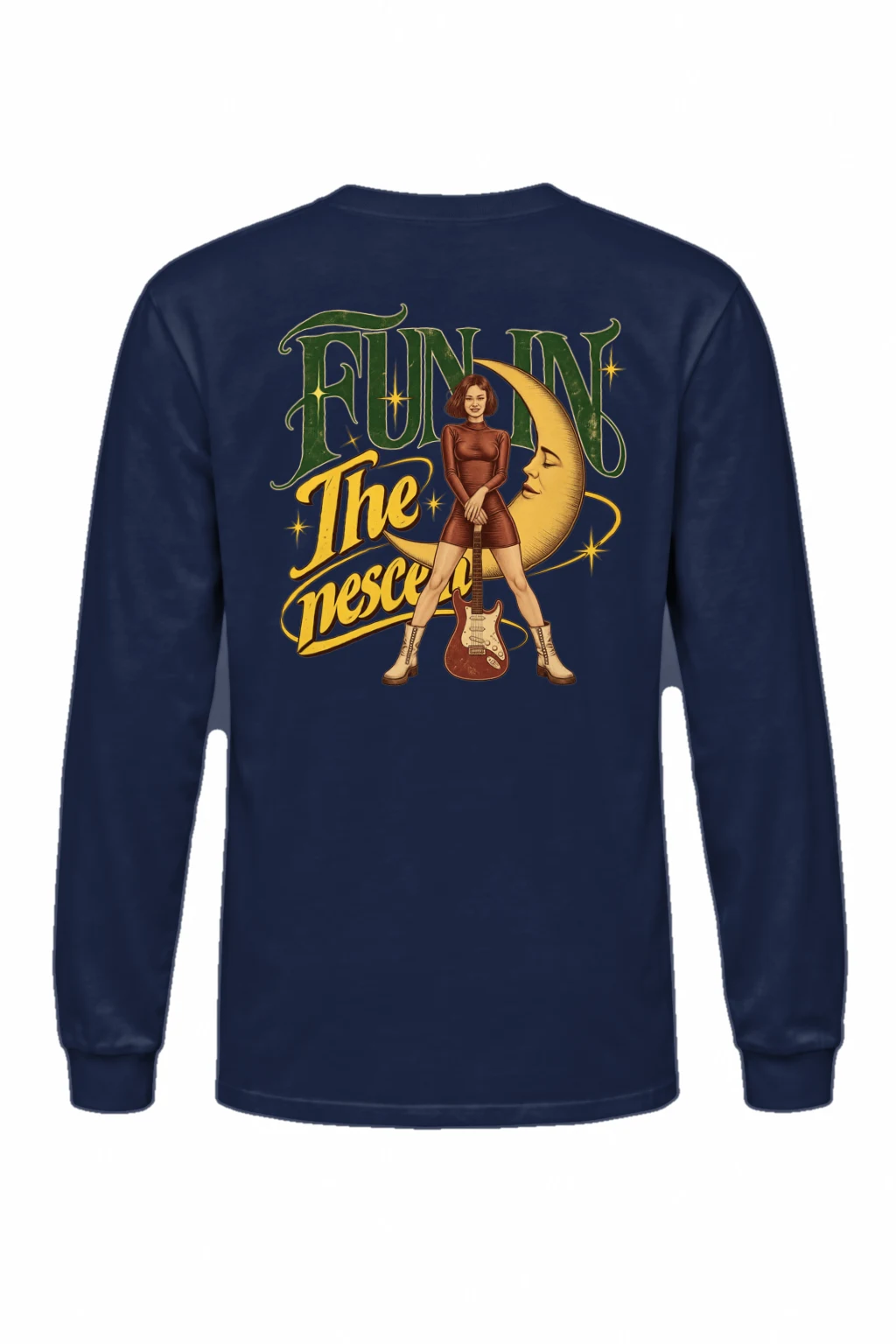 "Crescent Moon Guitarist" Unisex Longsleeve T-shirt | Gildan 2400