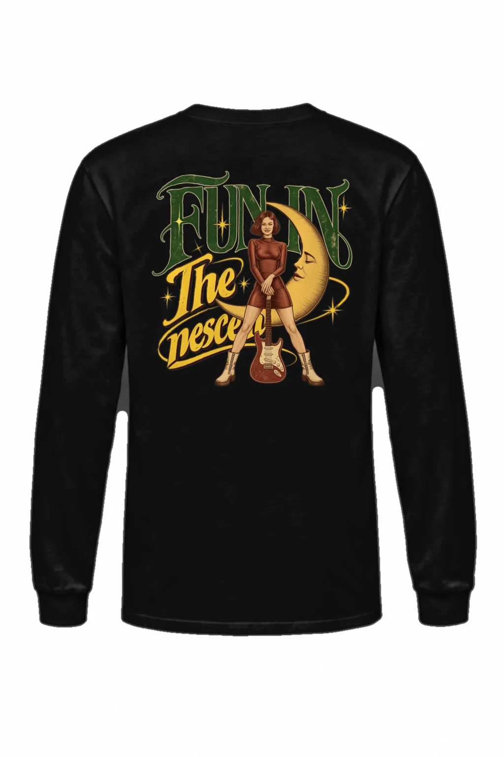"Crescent Moon Guitarist" Unisex Longsleeve T-shirt | Gildan 2400
