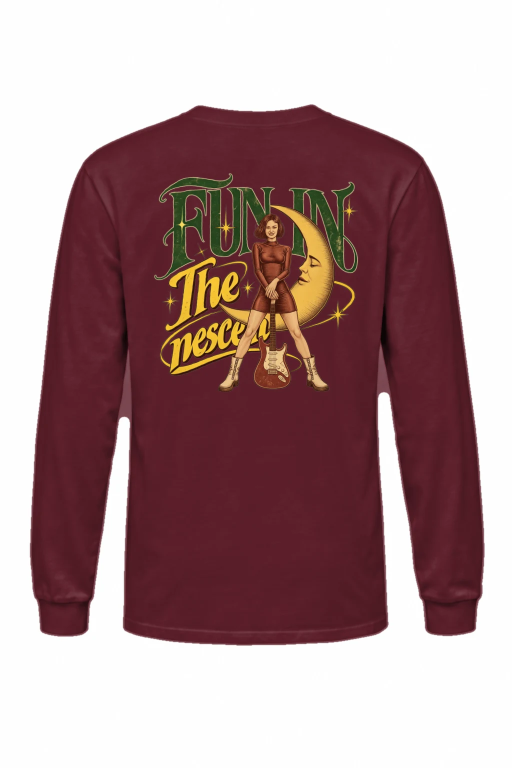 "Crescent Moon Guitarist" Unisex Longsleeve T-shirt | Gildan 2400
