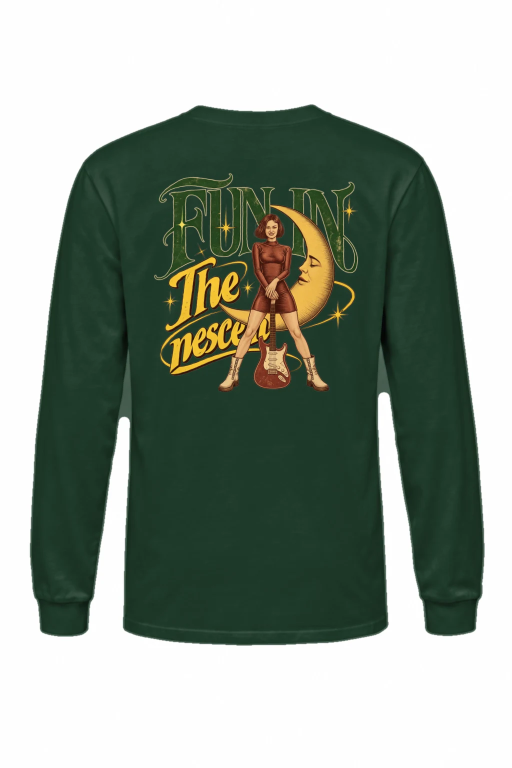 "Crescent Moon Guitarist" Unisex Longsleeve T-shirt | Gildan 2400