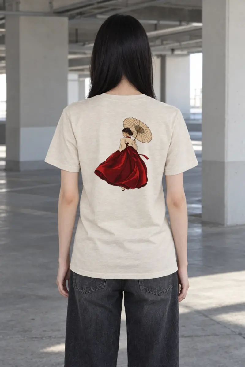 "Crimson Hanbok" Heavyweight Unisex Crewneck T-shirt