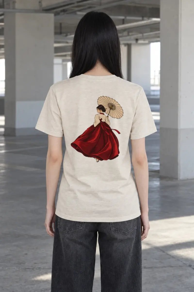 "Crimson Hanbok" Heavyweight Unisex Crewneck T-shirt