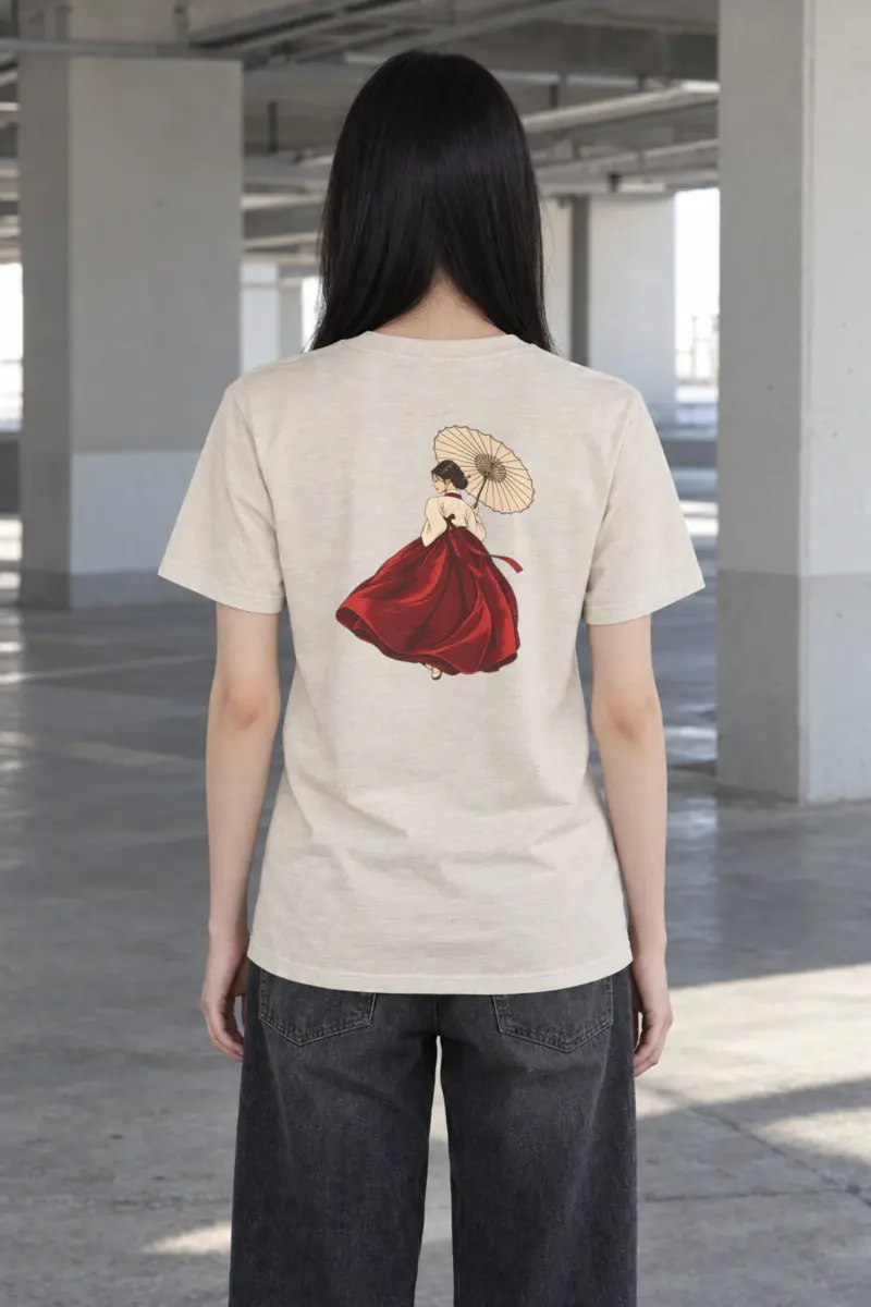 "Crimson Hanbok" Heavyweight Unisex Crewneck T-shirt