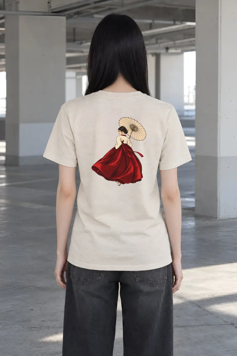 "Crimson Hanbok" Heavyweight Unisex Crewneck T-shirt