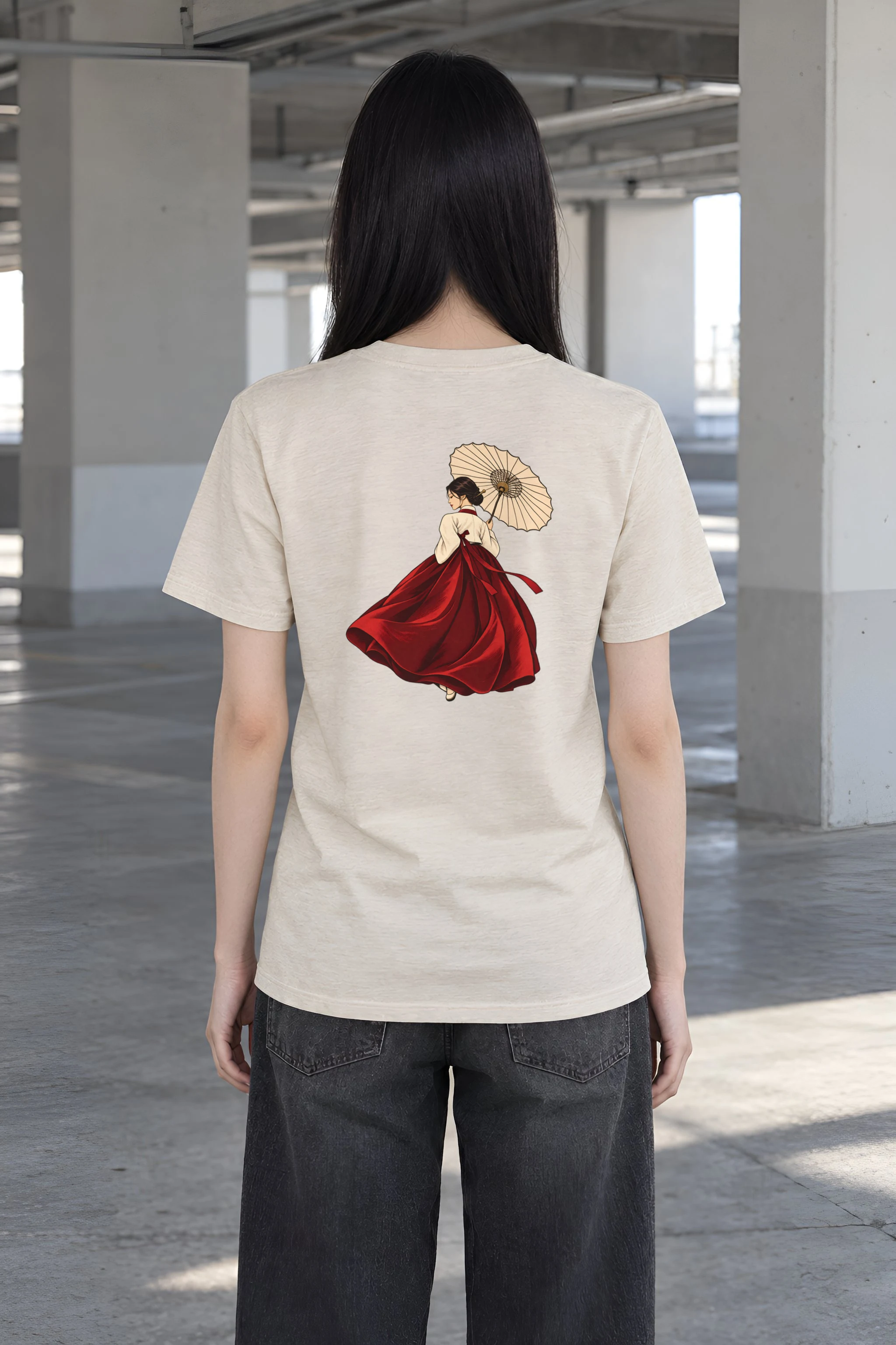 "Crimson Hanbok" Heavyweight Unisex Crewneck T-shirt