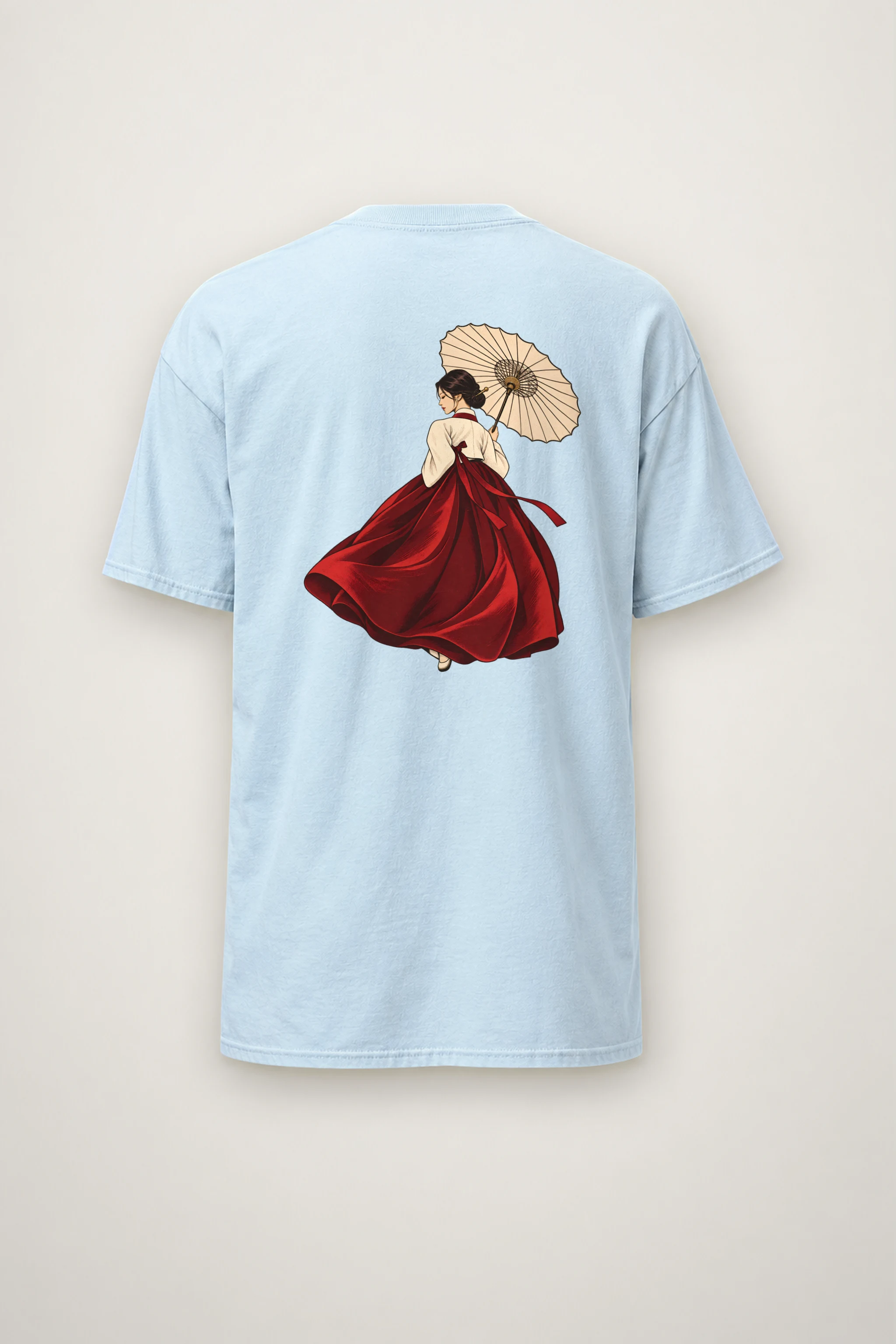 "Crimson Hanbok" Heavyweight Unisex Crewneck T-shirt