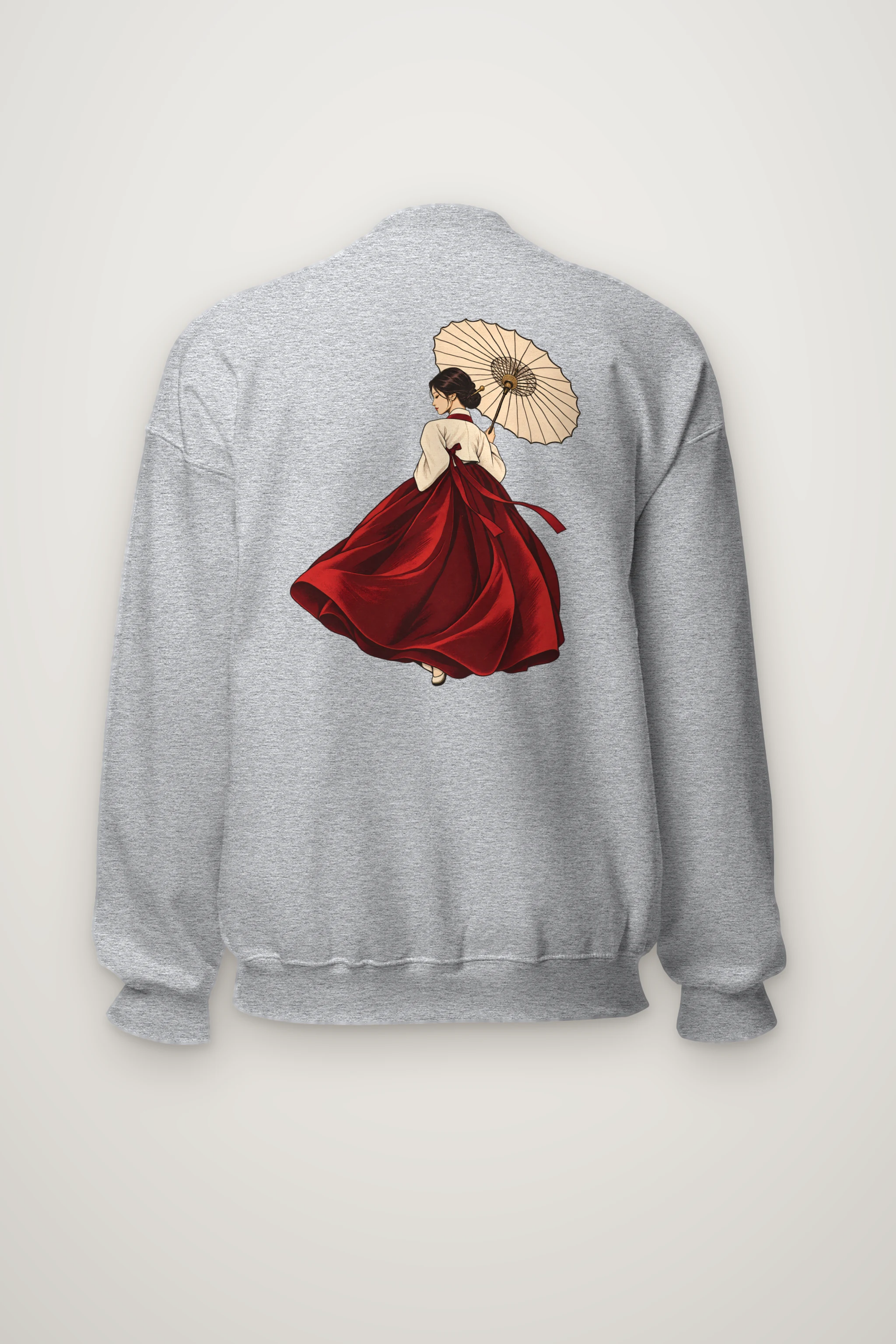 "Crimson Hanbok Moon" Heavy Blend Unisex Crewneck Sweatshirt