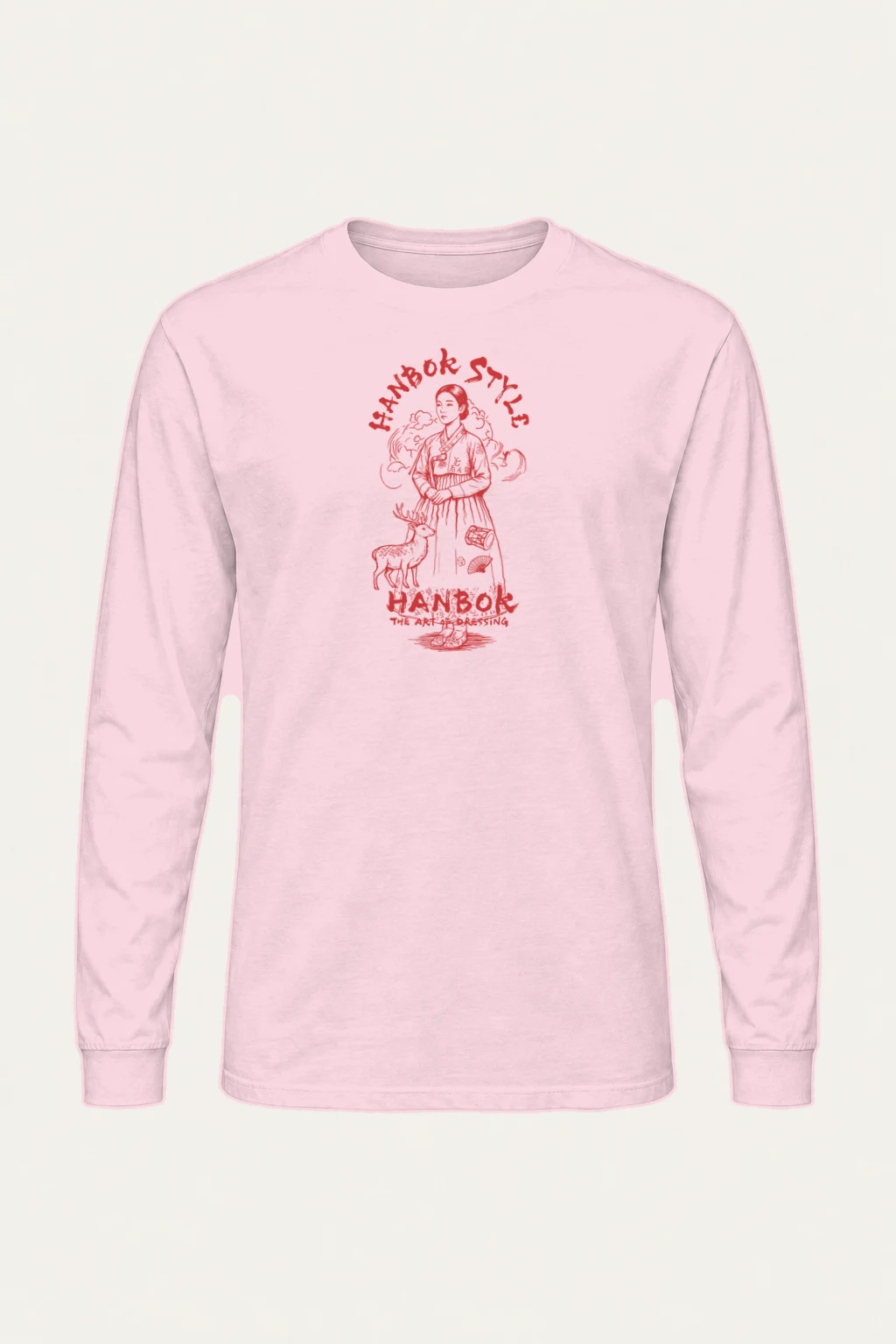 "Crimson Hanbok Muse" Unisex Longsleeve T-shirt | Gildan 2400