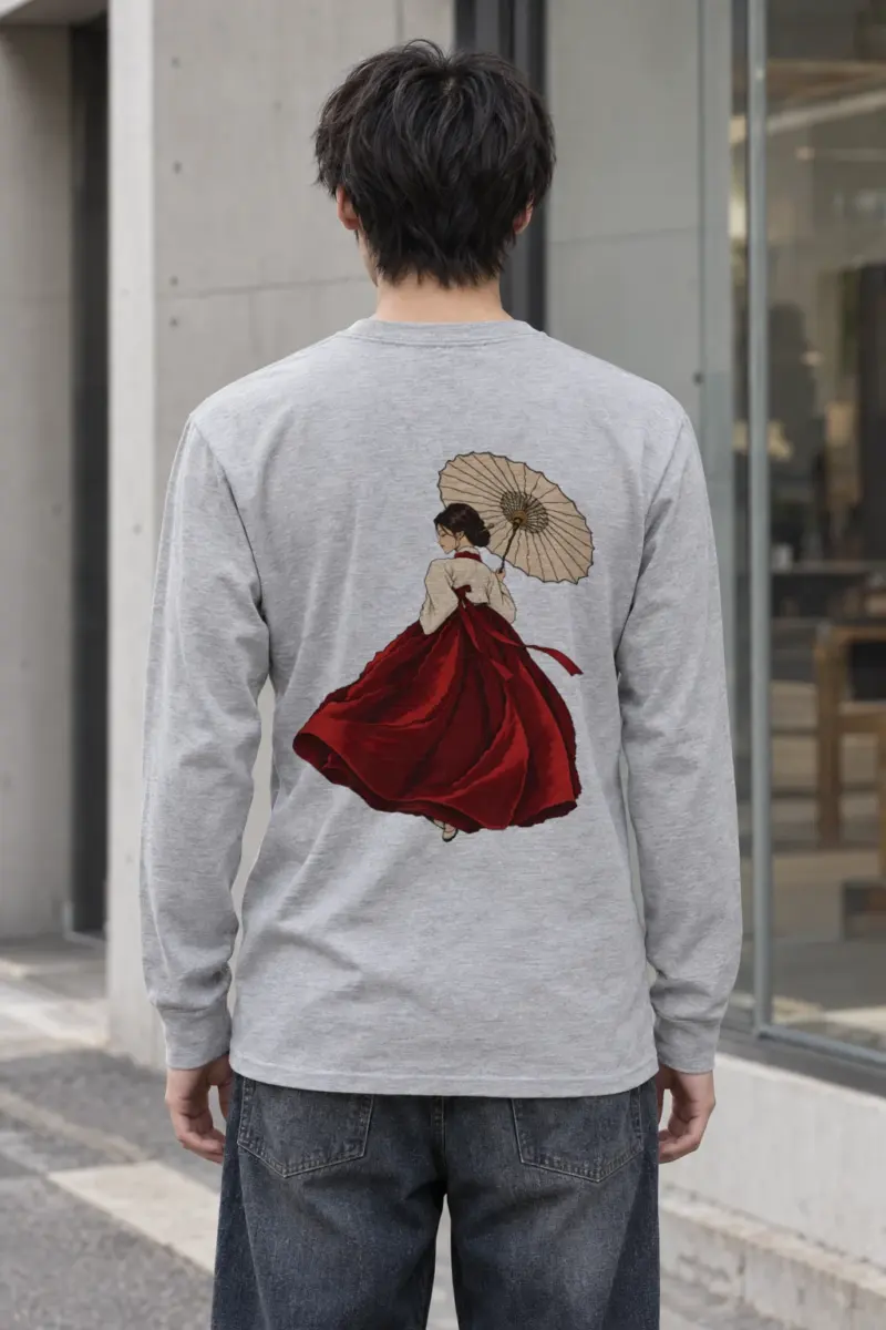 "Crimson Hanbok" Unisex Longsleeve T-shirt