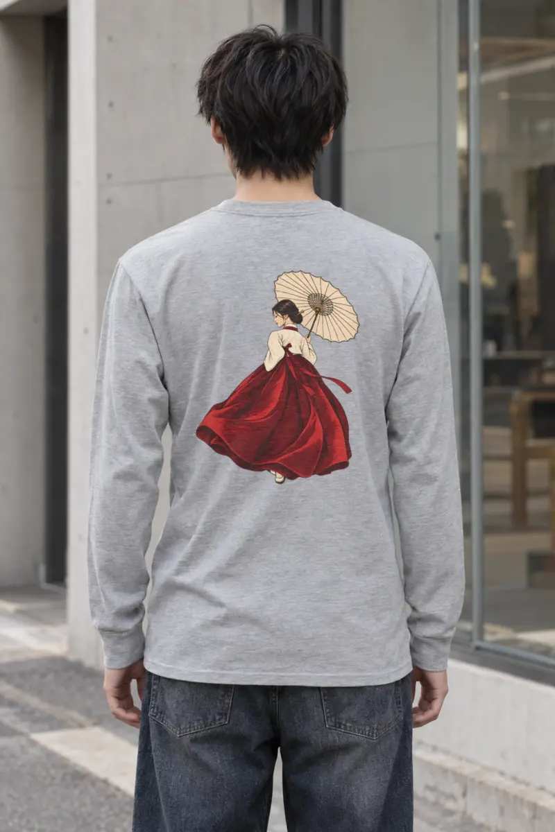 "Crimson Hanbok" Unisex Longsleeve T-shirt