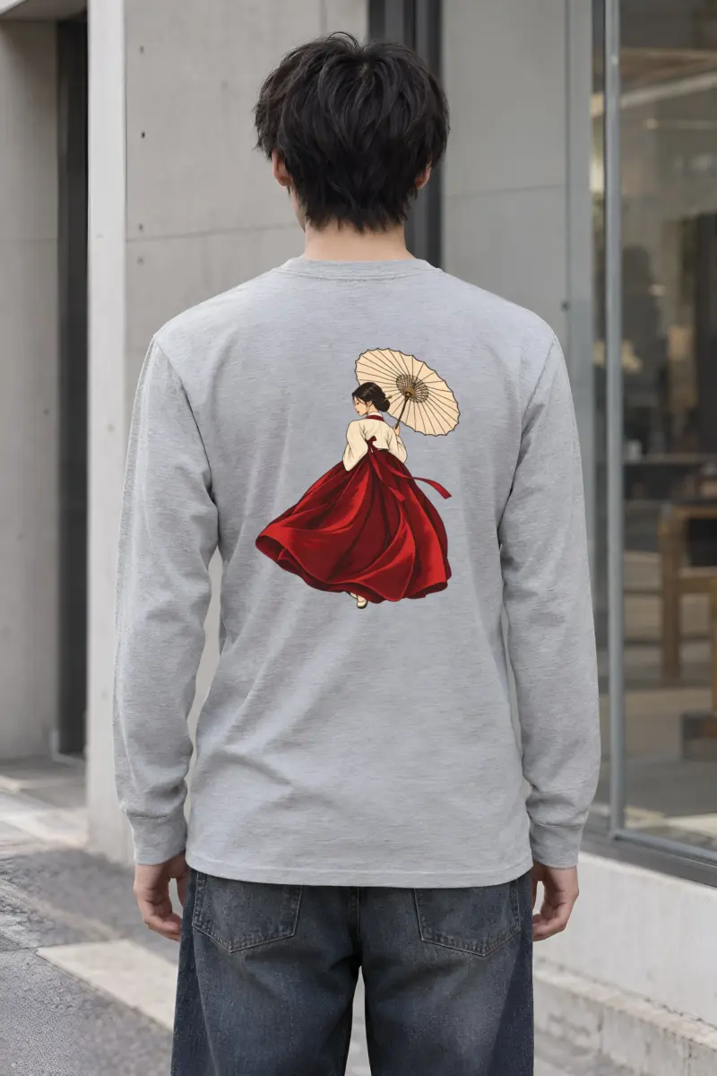 "Crimson Hanbok" Unisex Longsleeve T-shirt