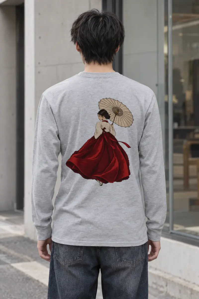 "Crimson Hanbok" Unisex Longsleeve T-shirt