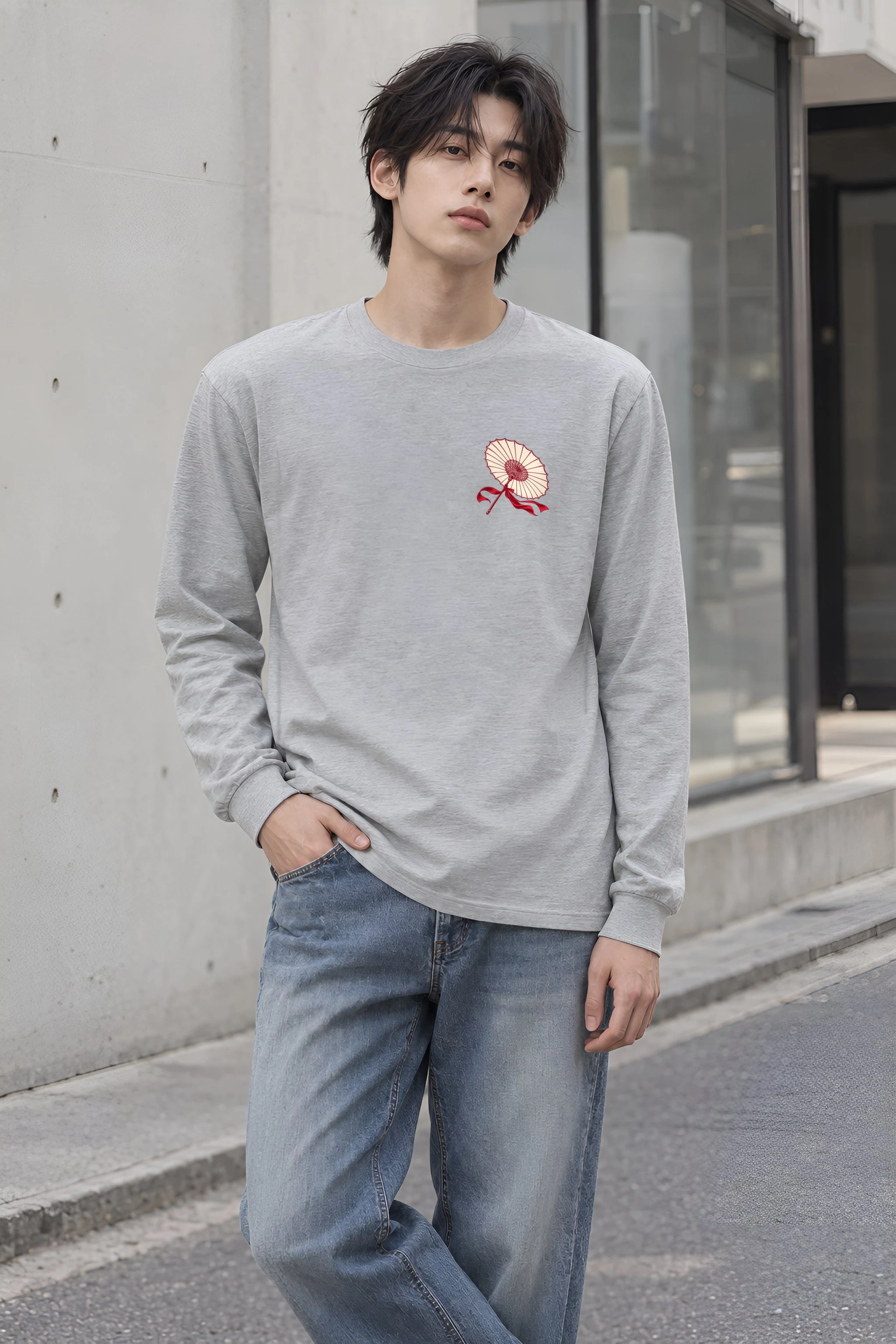 "Crimson Hanbok" Unisex Longsleeve T-shirt