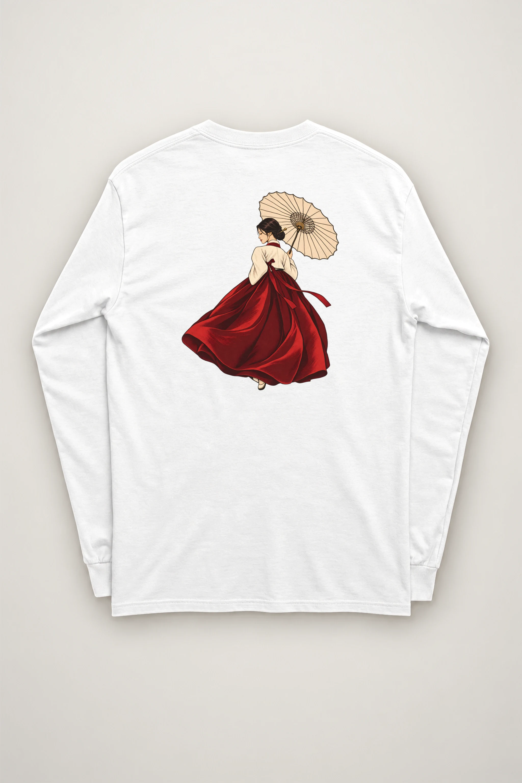 "Crimson Hanbok" Unisex Longsleeve T-shirt