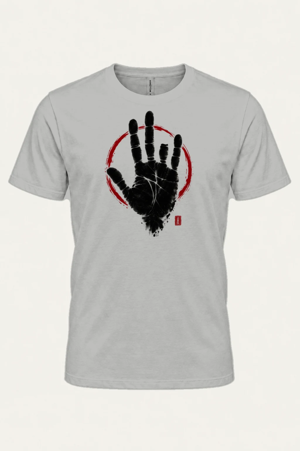 "Crimson Handprint Circle" Heavyweight Unisex Crewneck T-shirt | Gildan 5000