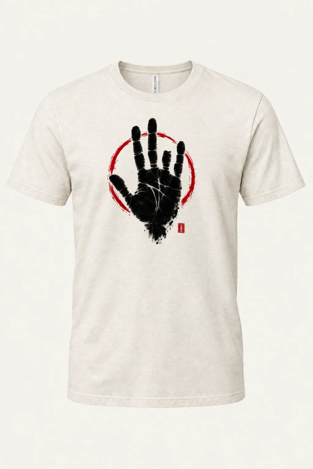 "Crimson Handprint Circle" Heavyweight Unisex Crewneck T-shirt | Gildan 5000