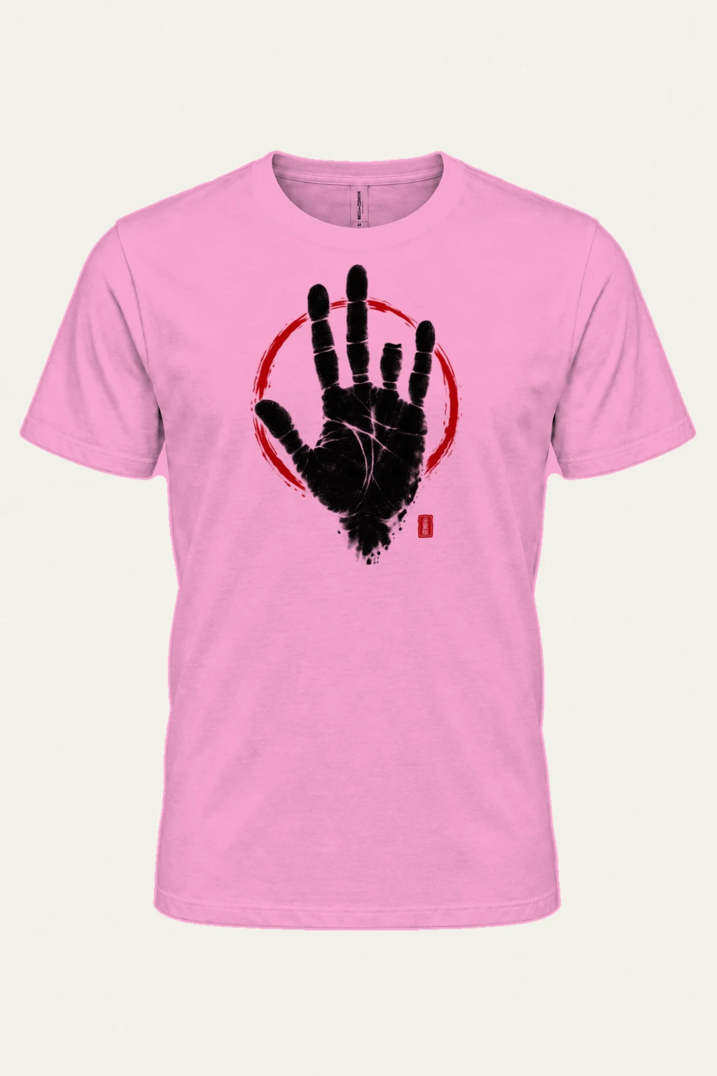 "Crimson Handprint Circle" Heavyweight Unisex Crewneck T-shirt | Gildan 5000