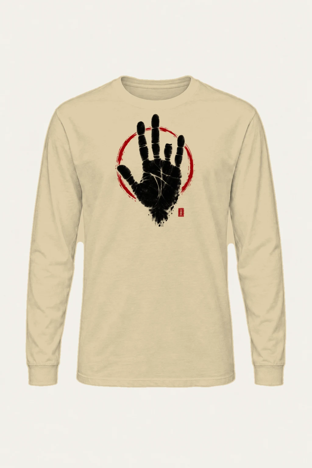 "Crimson Handprint Circle" Unisex Longsleeve T-shirt | Gildan 2400