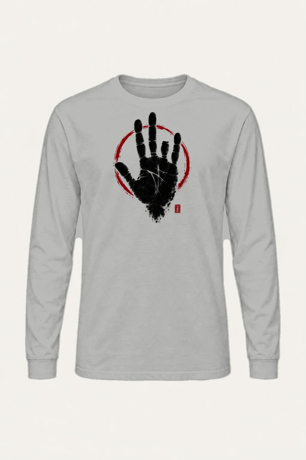 "Crimson Handprint Circle" Unisex Longsleeve T-shirt | Gildan 2400