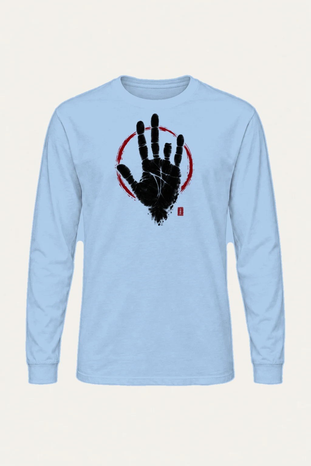 "Crimson Handprint Circle" Unisex Longsleeve T-shirt | Gildan 2400