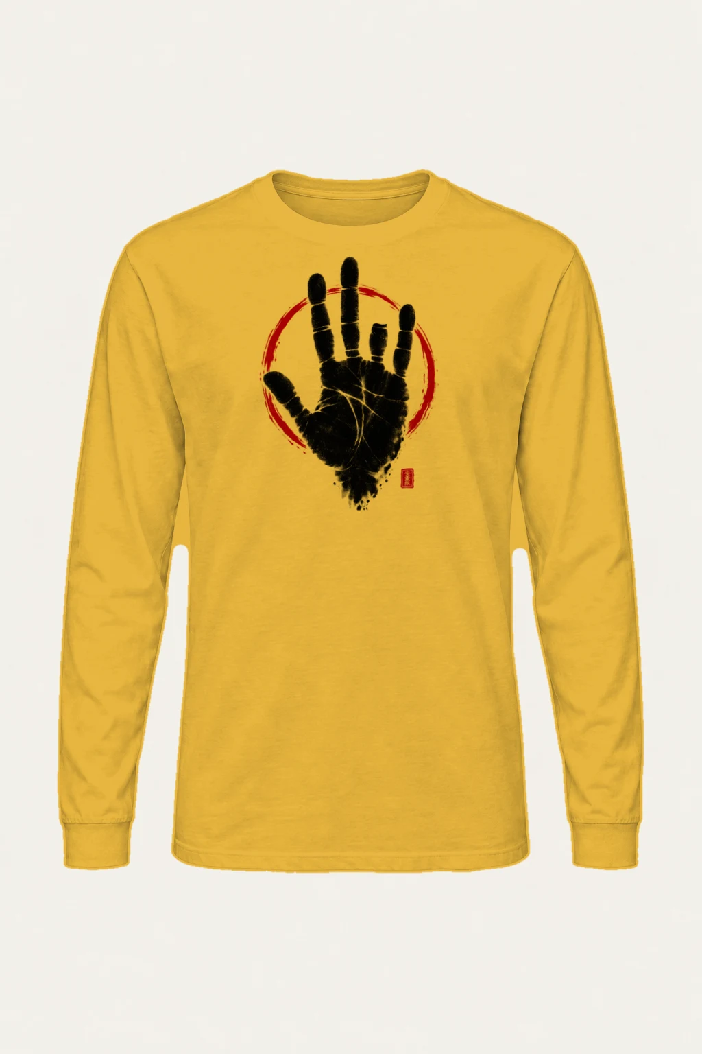 "Crimson Handprint Circle" Unisex Longsleeve T-shirt | Gildan 2400